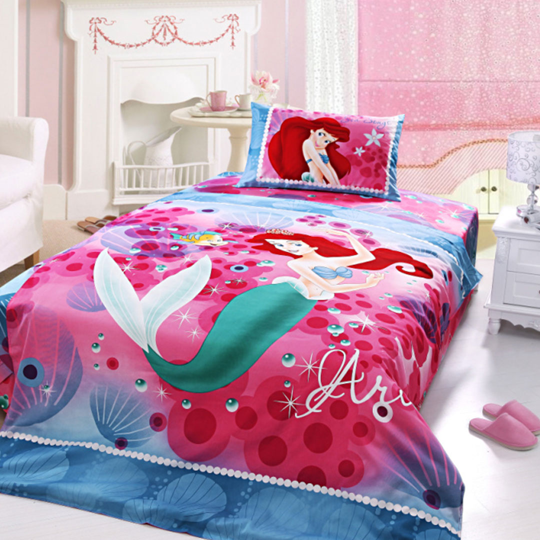 Kinderzimmer Deko: Meerjungfrau Schlafzimmer für kleine Mädchen - Ariel Princess BeDDing Twin Size 4pcs Set