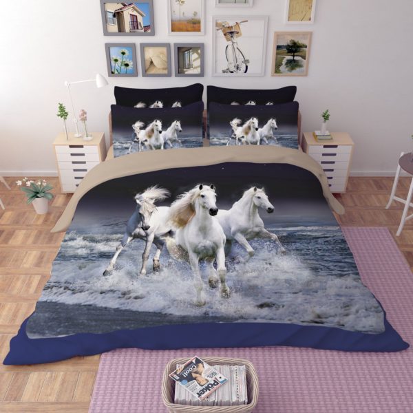 3 Majestic Horses Running Printed Bedding Set | EBeddingSets