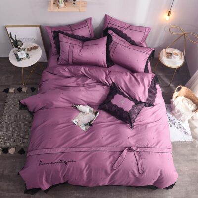 Elegant Pink Egyptian Cotton Embroidery Bedding Set (1)