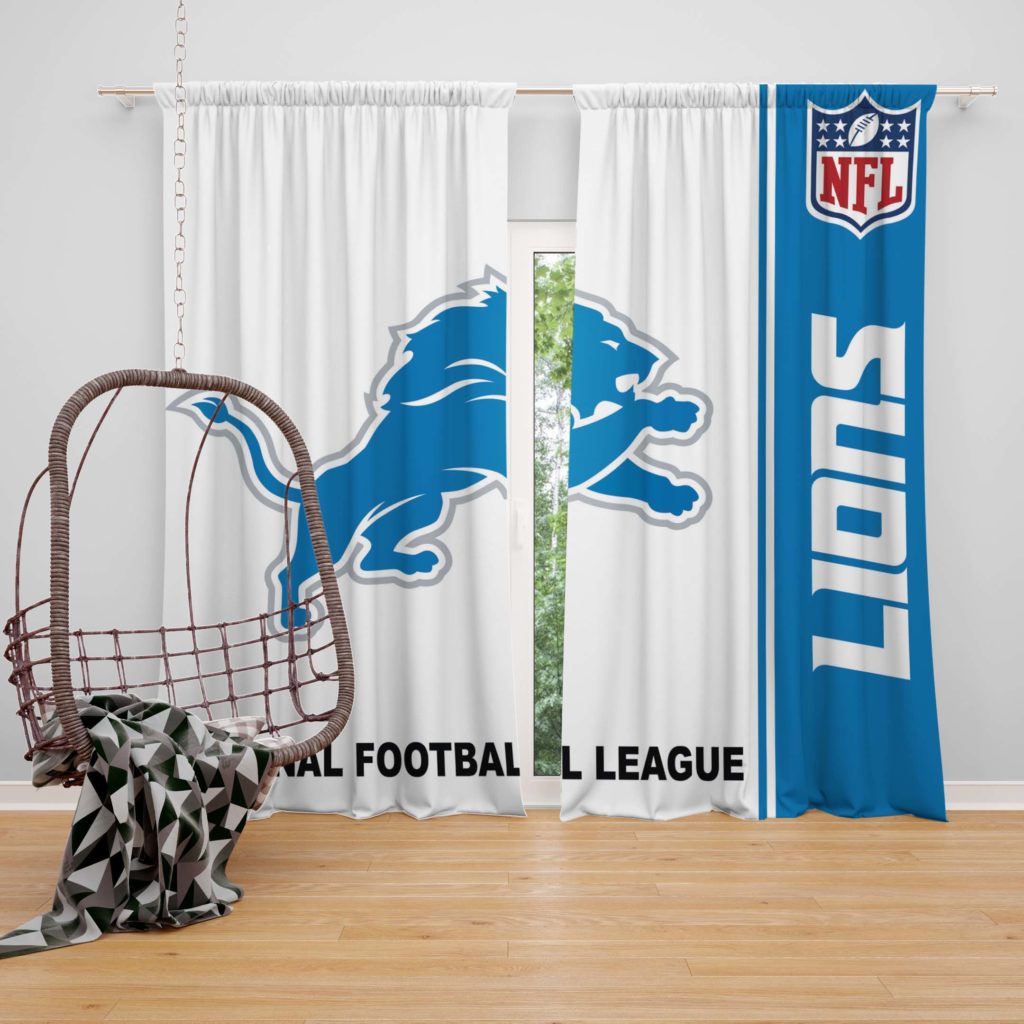 Detroit Lions Helmet Watercolor Art Shower Curtain