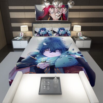 Anime Boy Dragon Blue Flowers Comforter 1