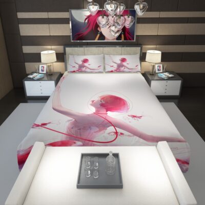 Anime Girl Ballet Dancer Fishes Pink Koi Comforter 1