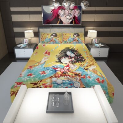 Anime Girl Fishes Japanese Comforter 1