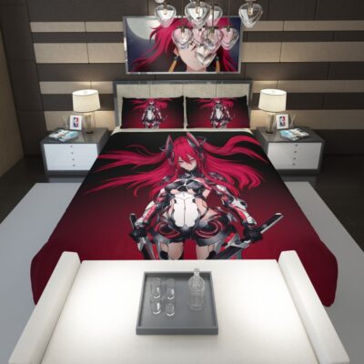 Mecha Girl Red Warrior Katana Comforter 1