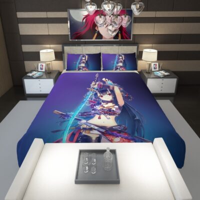 Warrior Girl Katana Anime Comforter 1