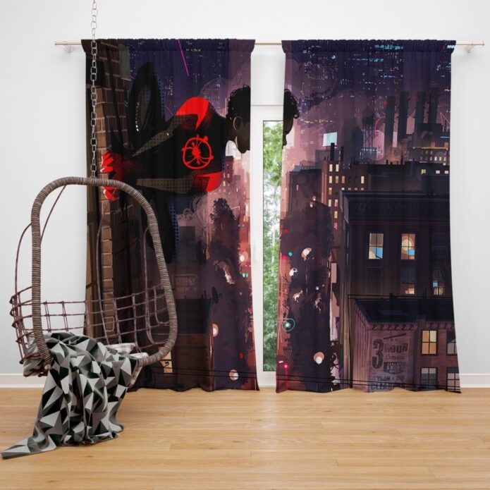 Spider-Man Into The Spider-Verse Movie Marvel Comics Miles Morales Window Curtain