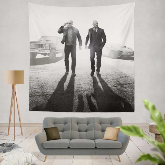 Jason Statham Dwayne Johnson In Fast &Amp; Furious Movie Wall Hanging Tapestry