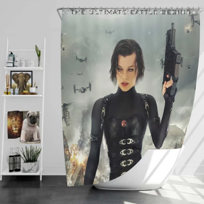 Resident Evil Retribution Movie Milla Jovovich Bath Shower Curtain