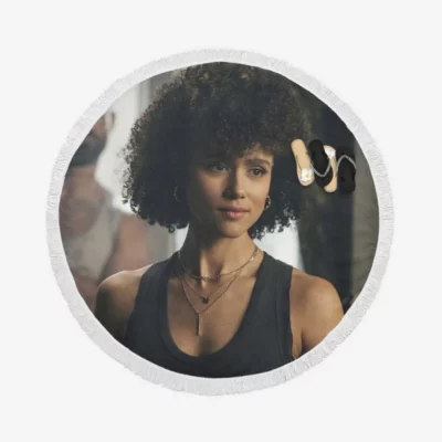 Army of Thieves Movie Nathalie Emmanuel Round Beach Towel