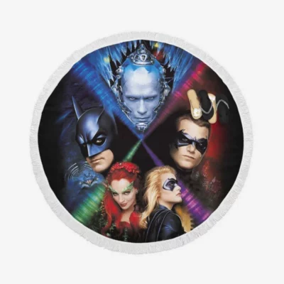 Batman & Robin in Justice League Movie Round Beach Towel