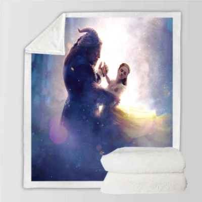 Beauty And The Beast Movie Emma Watson Belle Dan Stevens Sherpa Fleece Blanket