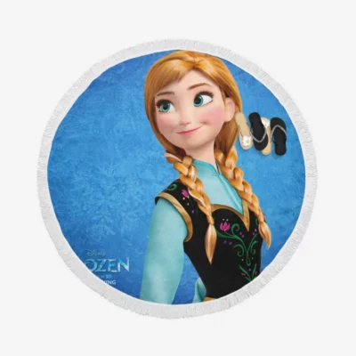 Frozen Animated Movie Anna Round Beach Towel