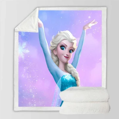 Frozen Movie Elsa Ice Castle Princess Sherpa Fleece Blanket