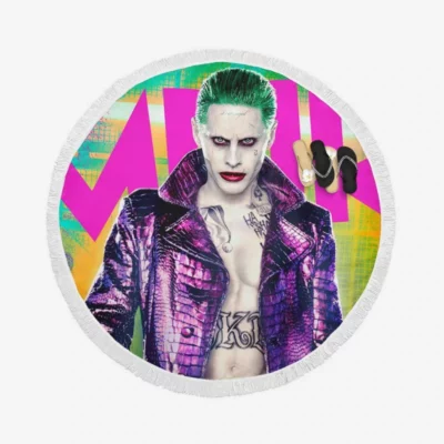 Jared Leto as The Joker in Suicide Squad Movie Round Beach Towel