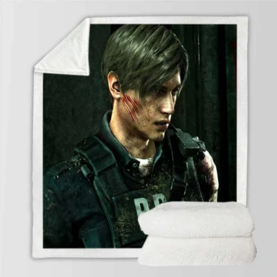 Leon S Kennedy Movie Resident Evil 2 Sherpa Fleece Blanket