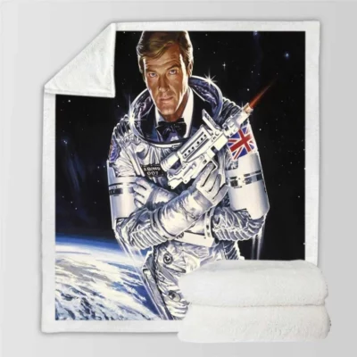 Moonraker Movie Roger Moore James Bond Sherpa Fleece Blanket