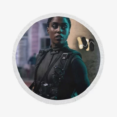 No Time to Die Movie Lashana Lynch Round Beach Towel