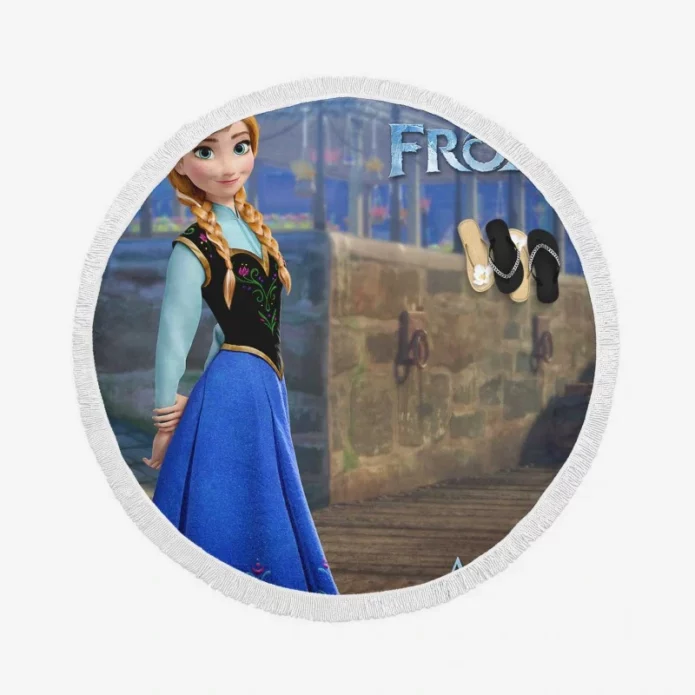 Princess Anna In Disney Frozen Movie Round Beach Towel