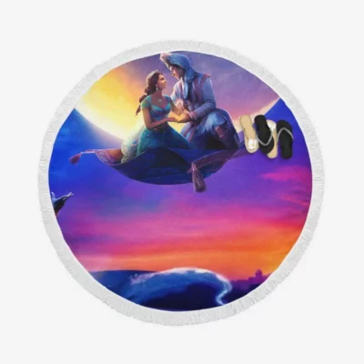 Princess Jasmine Will Smith In Aladdin Movie Round Beach Towel