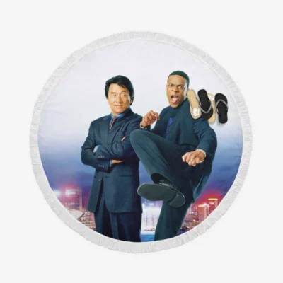 Rush Hour 2 Movie Jackie Chan Chris Tucker Round Beach Towel