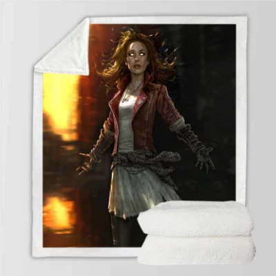 Scarlet Witch in Avengers Age of Ultron Movie Sherpa Fleece Blanket