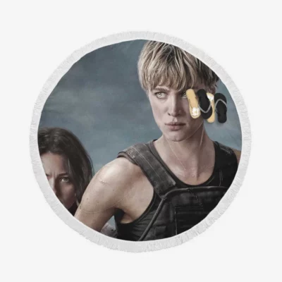 Terminator Dark Fate Movie Grace Mackenzie Davis Natalia Reyes Round Beach Towel