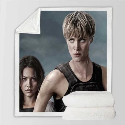 Terminator Dark Fate Movie Grace Mackenzie Davis Natalia Reyes Sherpa Fleece Blanket