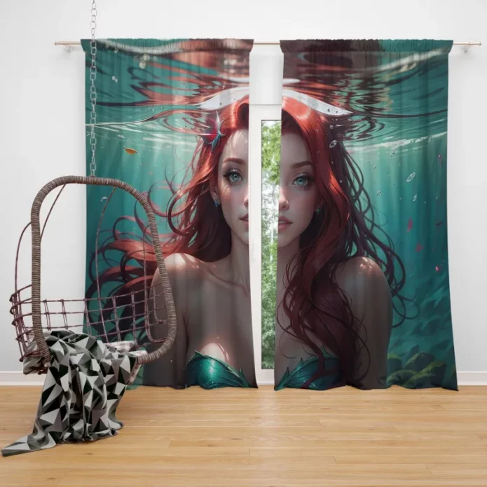 Beautiful Ariel Fantasy Art Window Curtain