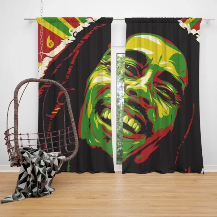 Bob Marleys Abstract Rhapsody Window Curtain