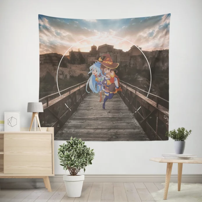 Aqua And Megumin Divine Companionship Anime Wall Tapestry