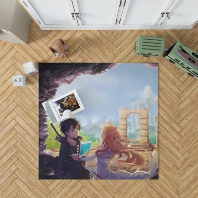 Asuna and Kirito Sword Art Online Adventure Anime Rug