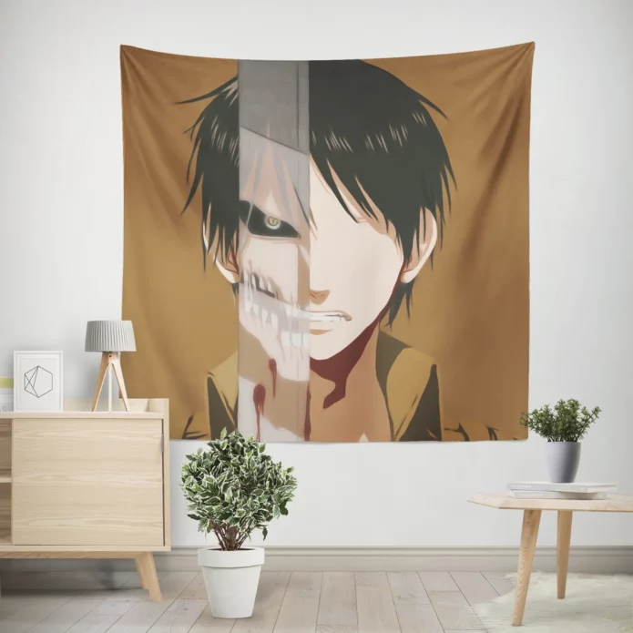 Attack On Titan Eren Epic Anime Saga Wall Tapestry