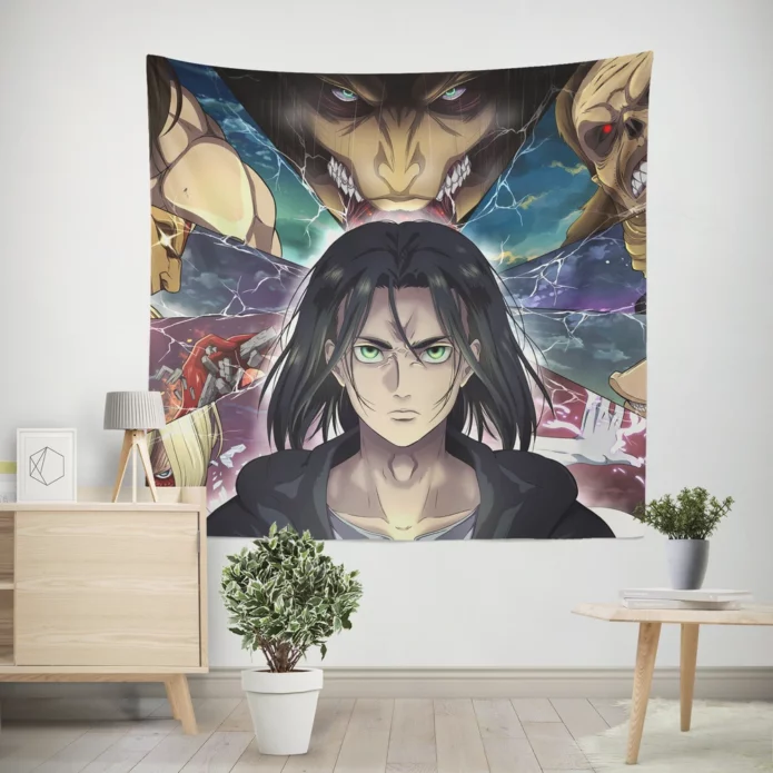 Attack On Titan Eren Mighty Anime Quest Wall Tapestry