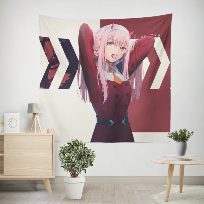 Darling In The Franxx Zero Two Heartfelt Journey Anime Wall Tapestry