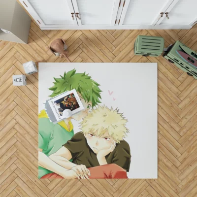 Deku and Bakugou Academia Heroes Anime Rug