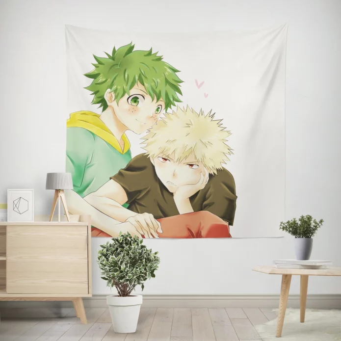 Deku And Bakugou Academia Heroes Anime Wall Tapestry