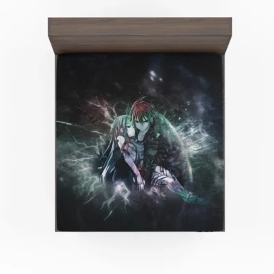 Dual Blades Unleashed Kirito and Asuna Tale Anime Fitted Sheet