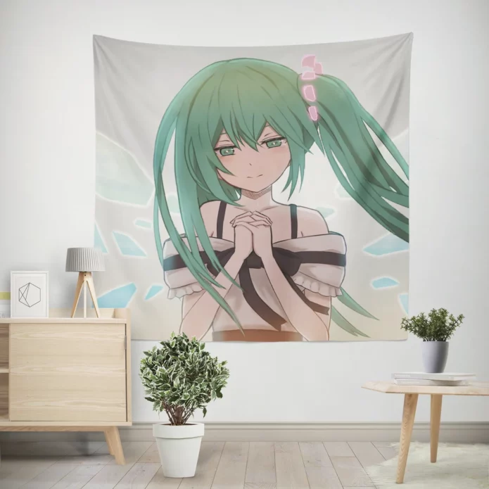 Emerald Serenade Green-Haired Miku Anime Wall Tapestry