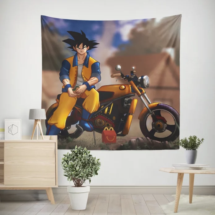 Epic Battle Dragon Ball Motorcycle Anime Wall Tapestry