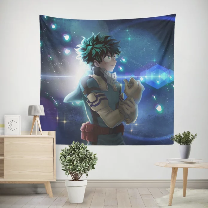 Epic Quest Of Izuku Midoriya Anime Wall Tapestry