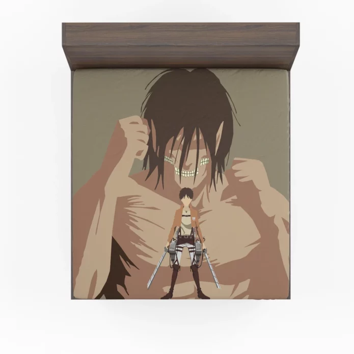 Eren Yeager Attack On Titan Minimalist Art Anime Fitted Sheet