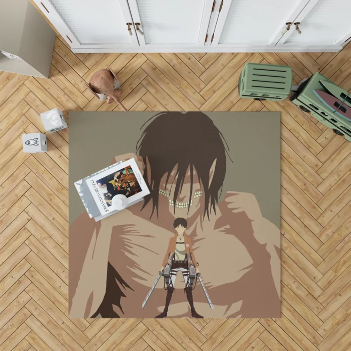 Eren Yeager Attack On Titan Minimalist Art Anime Rug