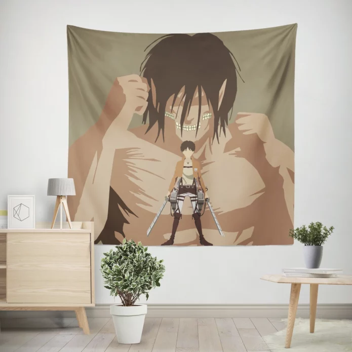 Eren Yeager Attack On Titan Minimalist Art Anime Wall Tapestry