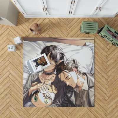 Eren and Mikasa Titans Saga Continues Anime Rug