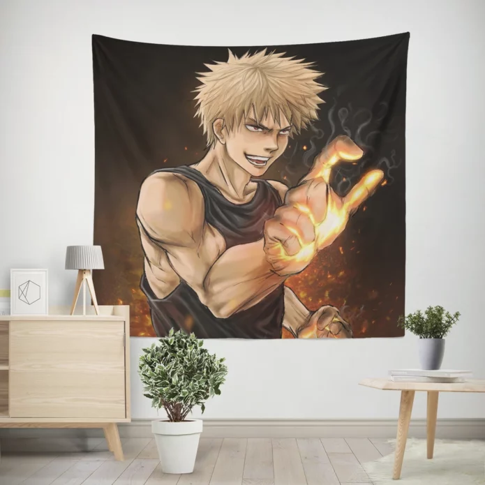 Explosive Hero Katsuki Bakugou Academia Anime Wall Tapestry