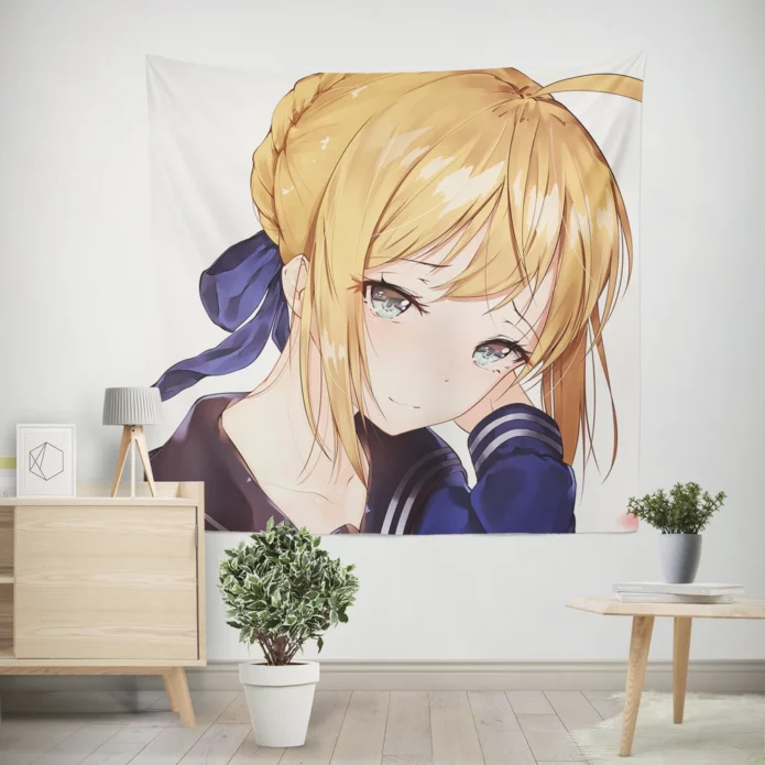 Fate Unveiled Saber Journey Anime Wall Tapestry