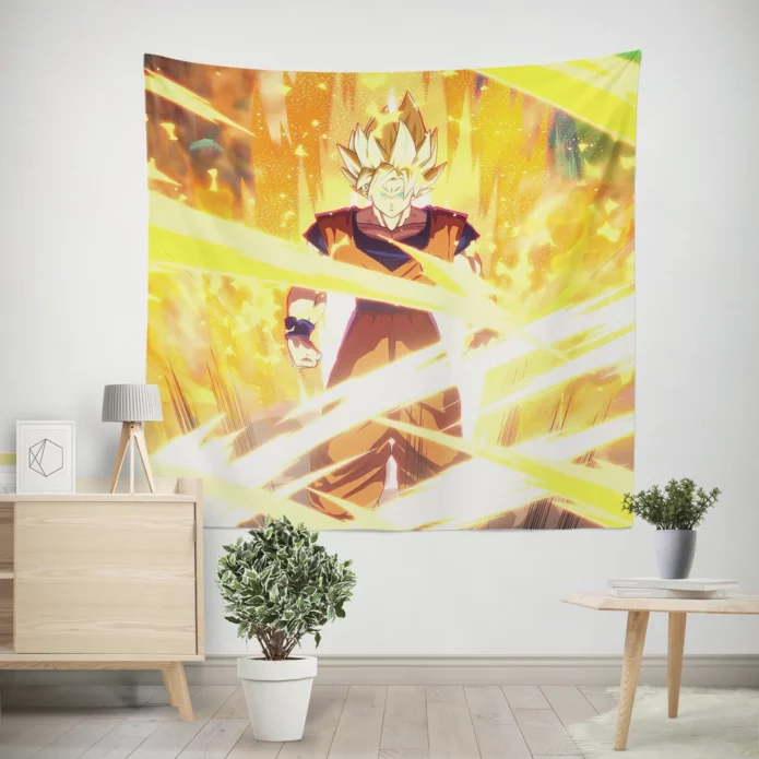 Fighterz Showdown Super Saiyan 2 Goku Anime Wall Tapestry