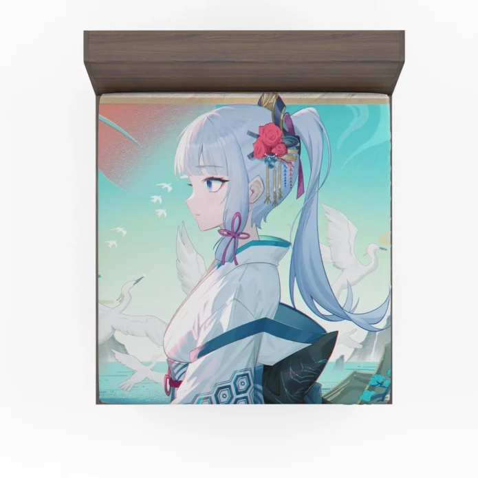 Genshin Impact Ayaka Frosty Brilliance Anime Fitted Sheet