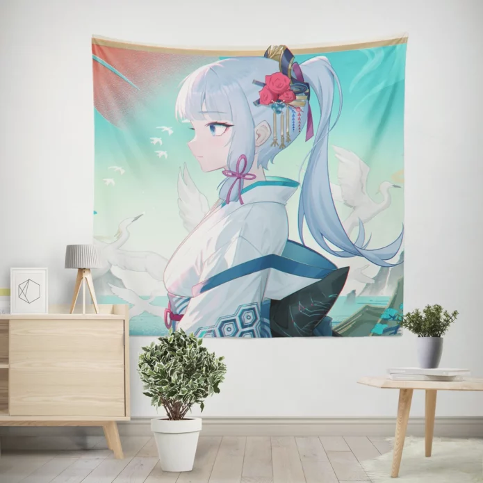 Genshin Impact Ayaka Frosty Brilliance Anime Wall Tapestry