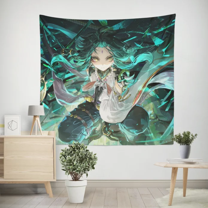 Genshin Impact Xiao Elemental Power Anime Wall Tapestry